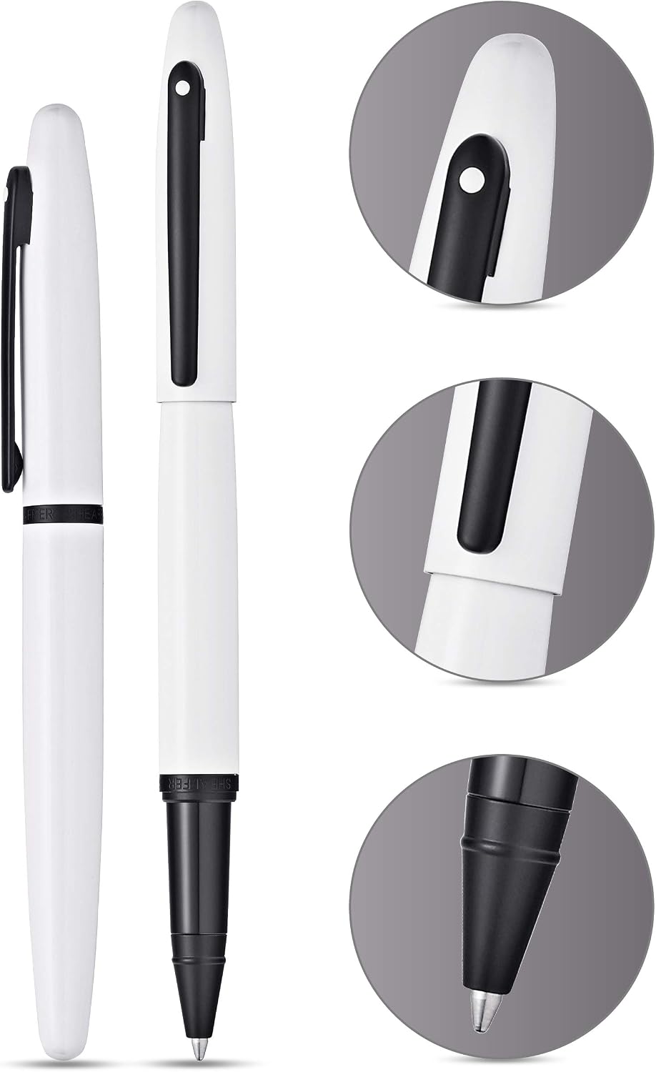 Sheaffer VFM Glossy White Lacquer w/Matte Black Powder Coated Appointments Rollerball Pen image 2