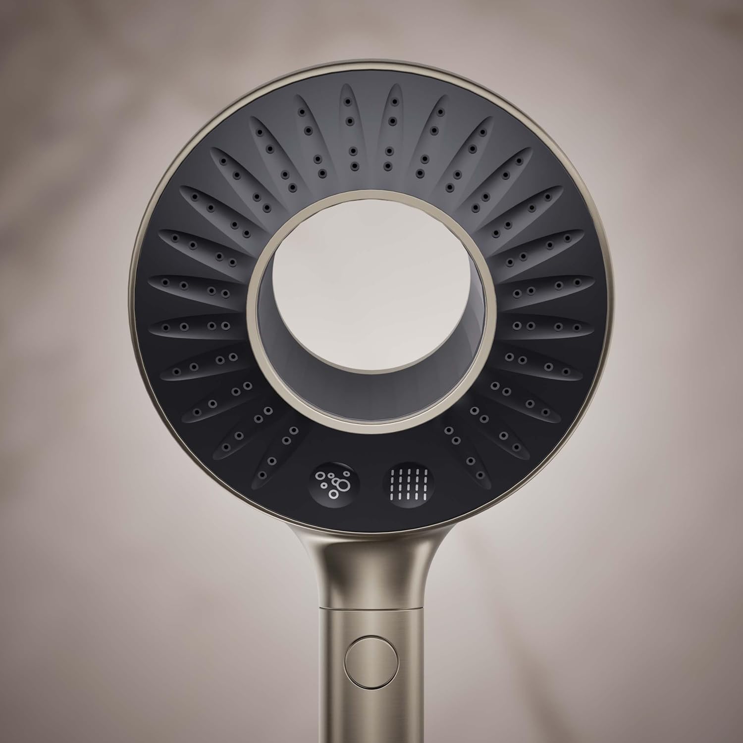 KOHLER K-28681-Y-BN SpaViva Two-Function Handheld Showerhead, Round High Pressure Shower Head, Compatible with SpaViva Cleansing Device, 2.5 GPM, Vibrant Brushed Nickel