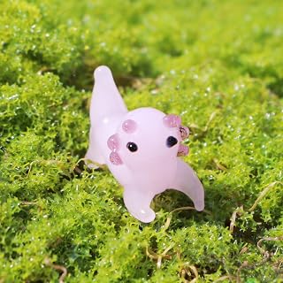 Mini Crystal Animal Decor Tiny Glass Statue Garden Room Ornament Hand-Blown Glass Collectible Figurines Axolotl