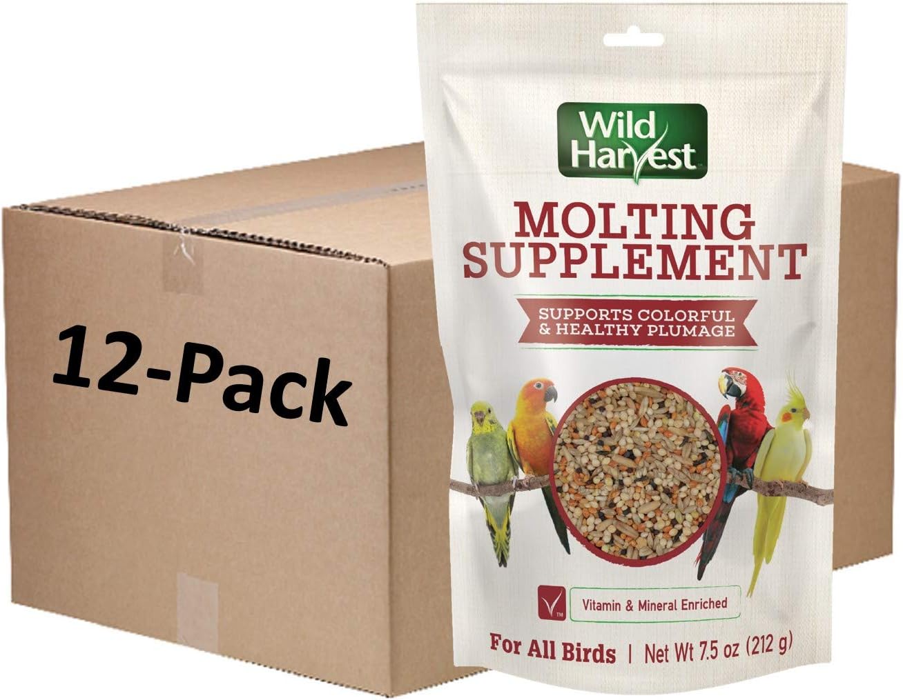 Wild Harvest Molting Supplement 7.5 Ounces, for All Birds, Supports Colorful and Healthy Plumage (1 Case of 12 Packs) (P-99268-1)