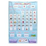 Morning Board Calendar for Toddlers - Preschool Learning Wall Chart for Classroom & Homeschool Interactive Educational Calendar with Pockets for Weather, Days of The Week, Seasons (Light Blue)