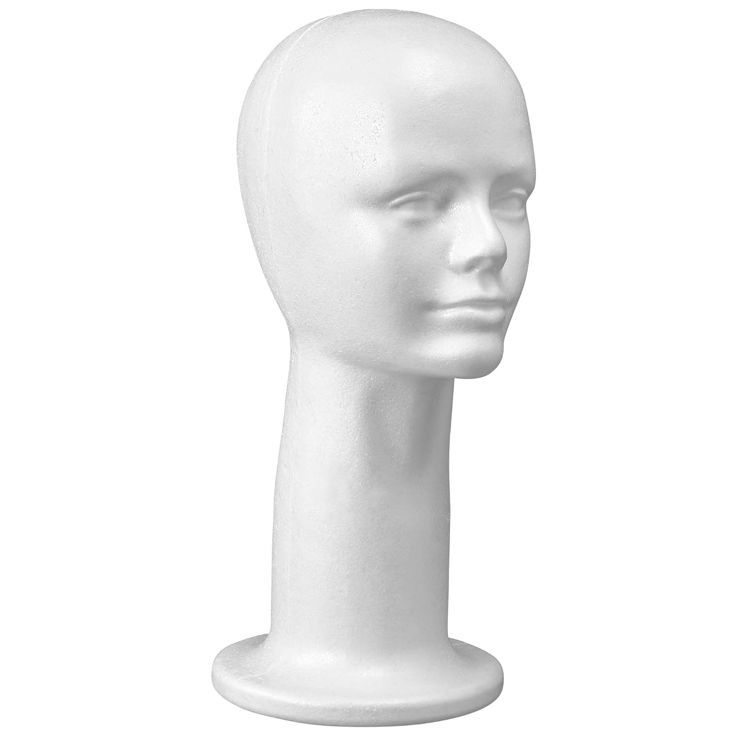 15" Styrofoam Wig Head - Tall Female Foam Mannequin Wig Stand and Holder - Style, Model And Display Hair, Hats and Hairpieces - For Home, Salon and Travel - by Cantor