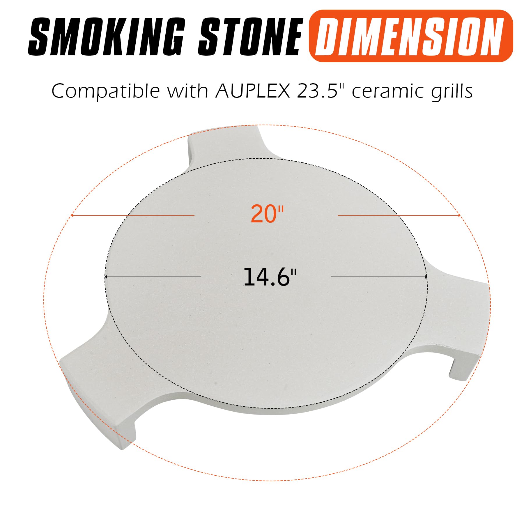 20'' Pizzastein & Heat Deflector für Kamado Zubehör – Extra Dicker Keramik Conveggtor mit 3 Beinen, Grill Deflektorstein & Backstein für Pizza, Brot & BBQ