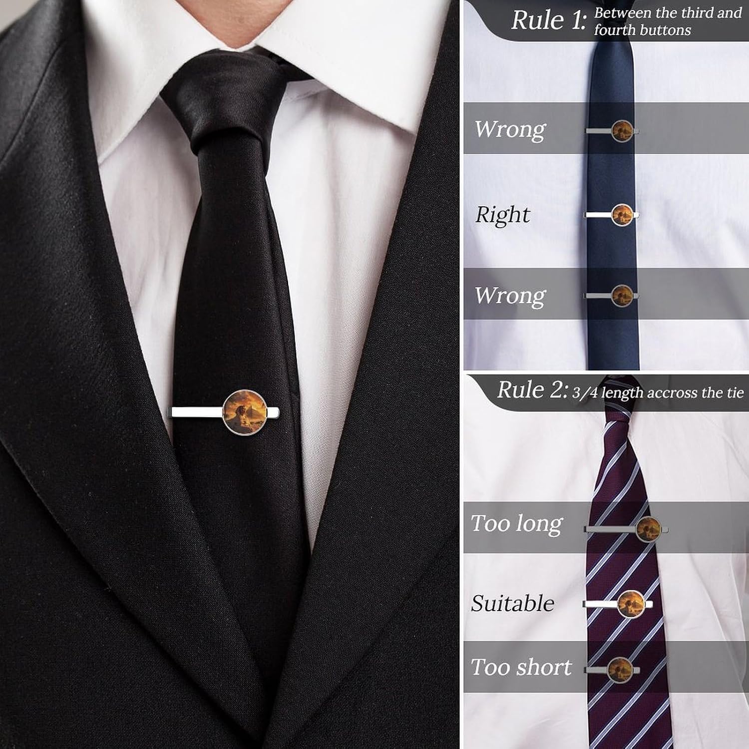 Pyramids Egypt Tie Clip Fashion Jewelry Necktie Pin for Wedding Busiess Office Accessories
