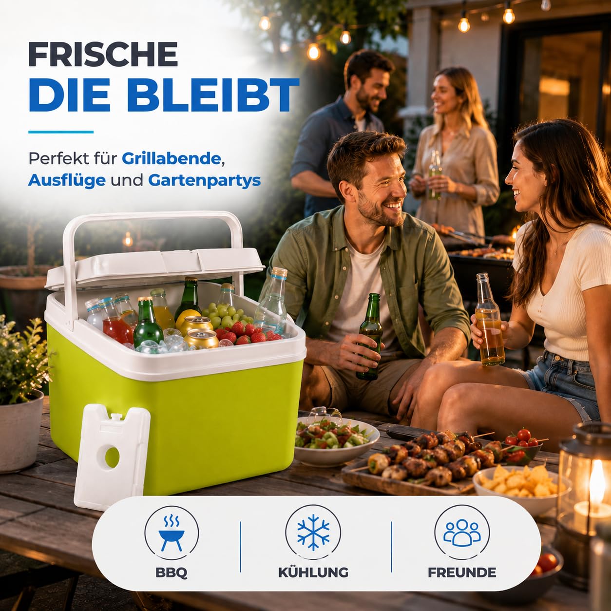 Glacière de 15 litres avec élément de refroidissement et bloc réfrigérant – Boîte isotherme pour un refroidissement extra long, idéal comme sac isotherme