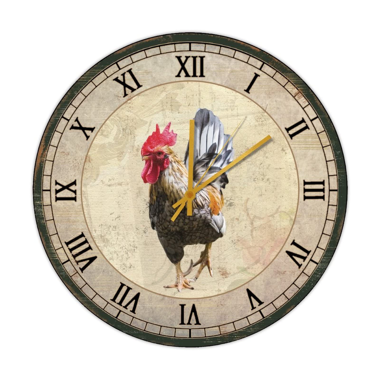 Horloge bois coq lisible et silencieuse pour grands espaces