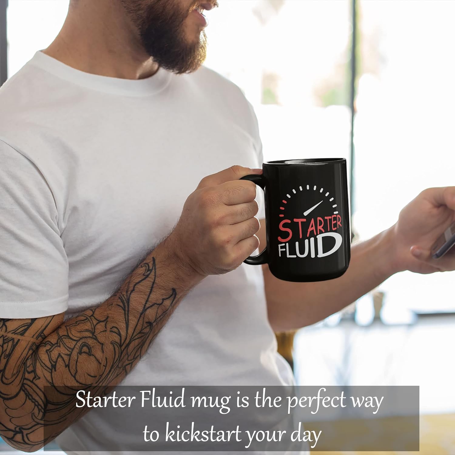 Starter Fluid Mug Brother Enthusiast Car Funny Gifts - Enthusiast Gift for Dad Papa Uncle, Mechanic Novelty Gifts for Fathers Day Birthday Anniversary Christmas - Mechanic Mugs For Men Black Mug 15oz - Image 4