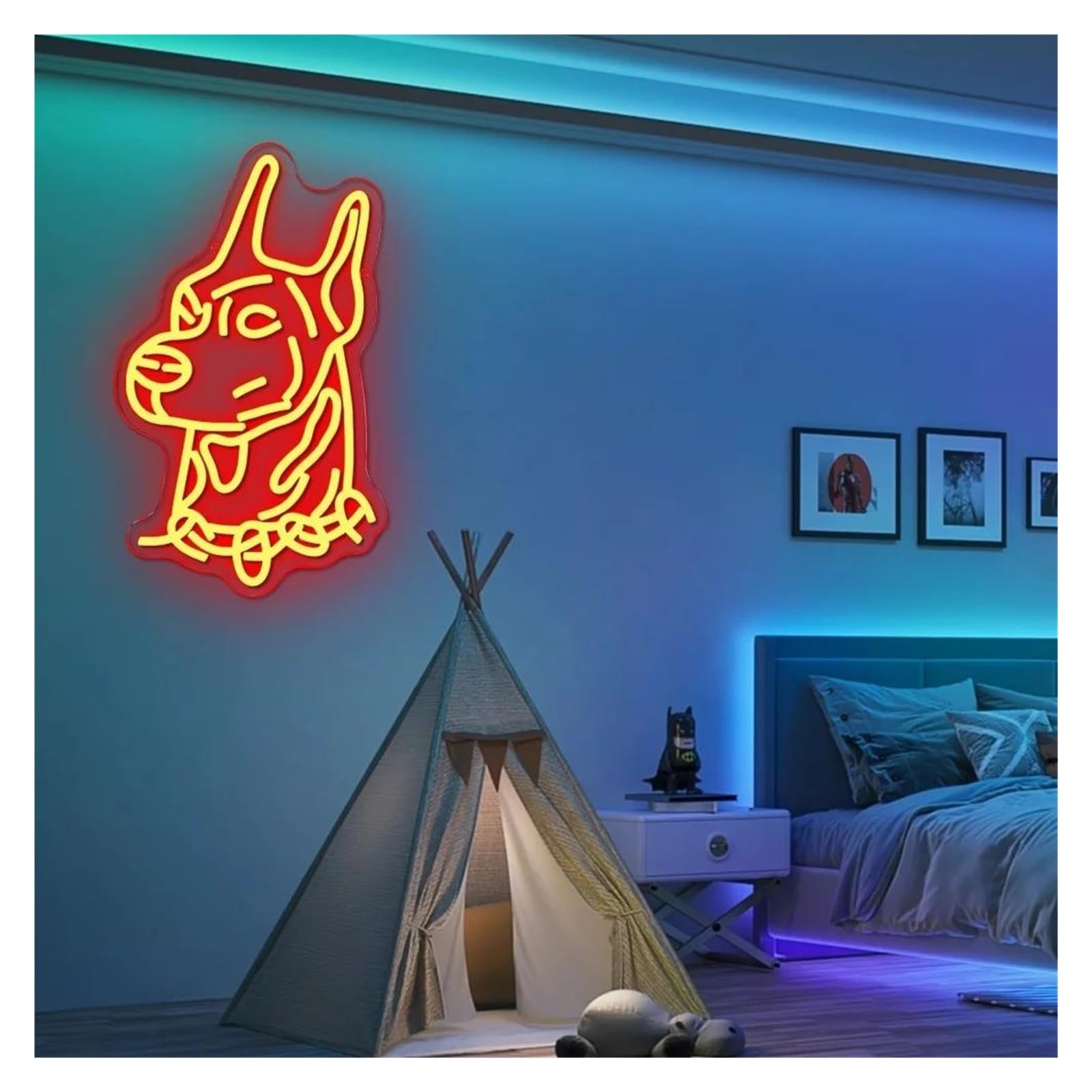 néon signe Enseigne Lumineuse En Forme De Chien, Intensité Variable Pour Chambre D'enfant, Animalerie, Fête, Bar Salle De Jeux Salon Décoration Murale 40cmx26cm