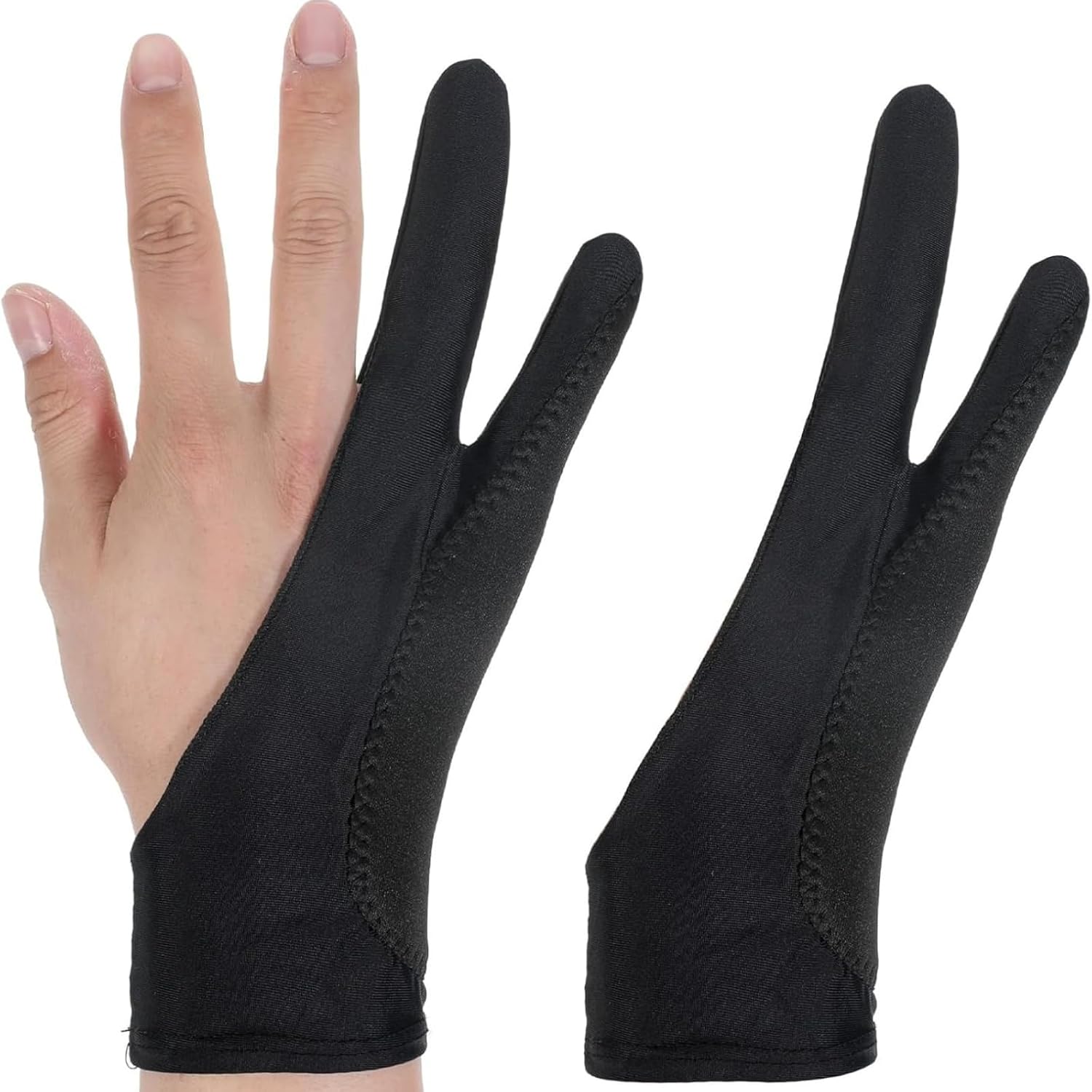 Two-Finger Drawing Glove with Palm Rejection, Smooth and Breathable Sketching Glove for Digital Tablets and Paper Art