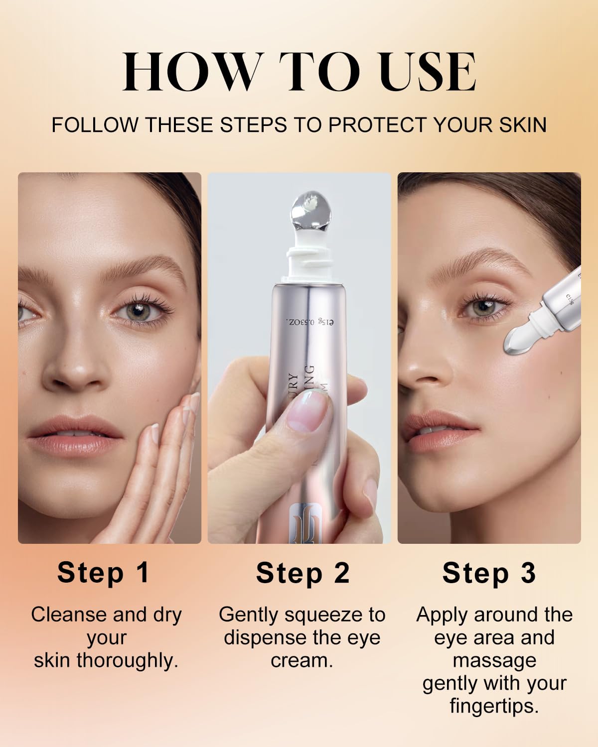 TJE Caffeine Eye Cream, Under Eyes Cream with Hyaluronic Acid & Vitamin E, Under eye Treatment Serum for Women & Men - 15 g - Image 7