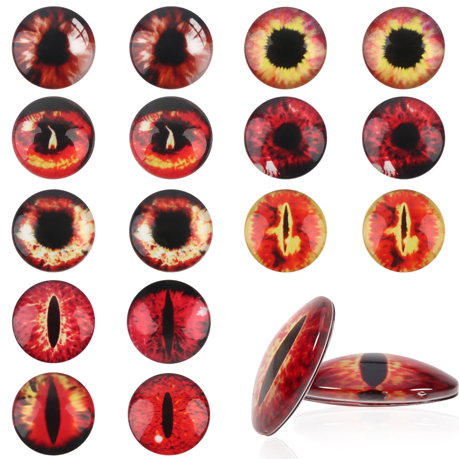 TOAOB 20pcs 1.18 Inch Red Large Dragons Eyes Glass Cabochons Eyes for Clay Doll Making Sculptures Props Craft DIY Findings Jewelry Making