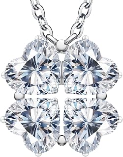 Luckylove 2-In-1 Four Heart Necklace for Women, 4 or 2 Carats Moissanite, Sterling Silver Jewelry, Anniversary Birthday Christmas Valentines Day, Special Gifts For Wife Girlfriend Daughter Her