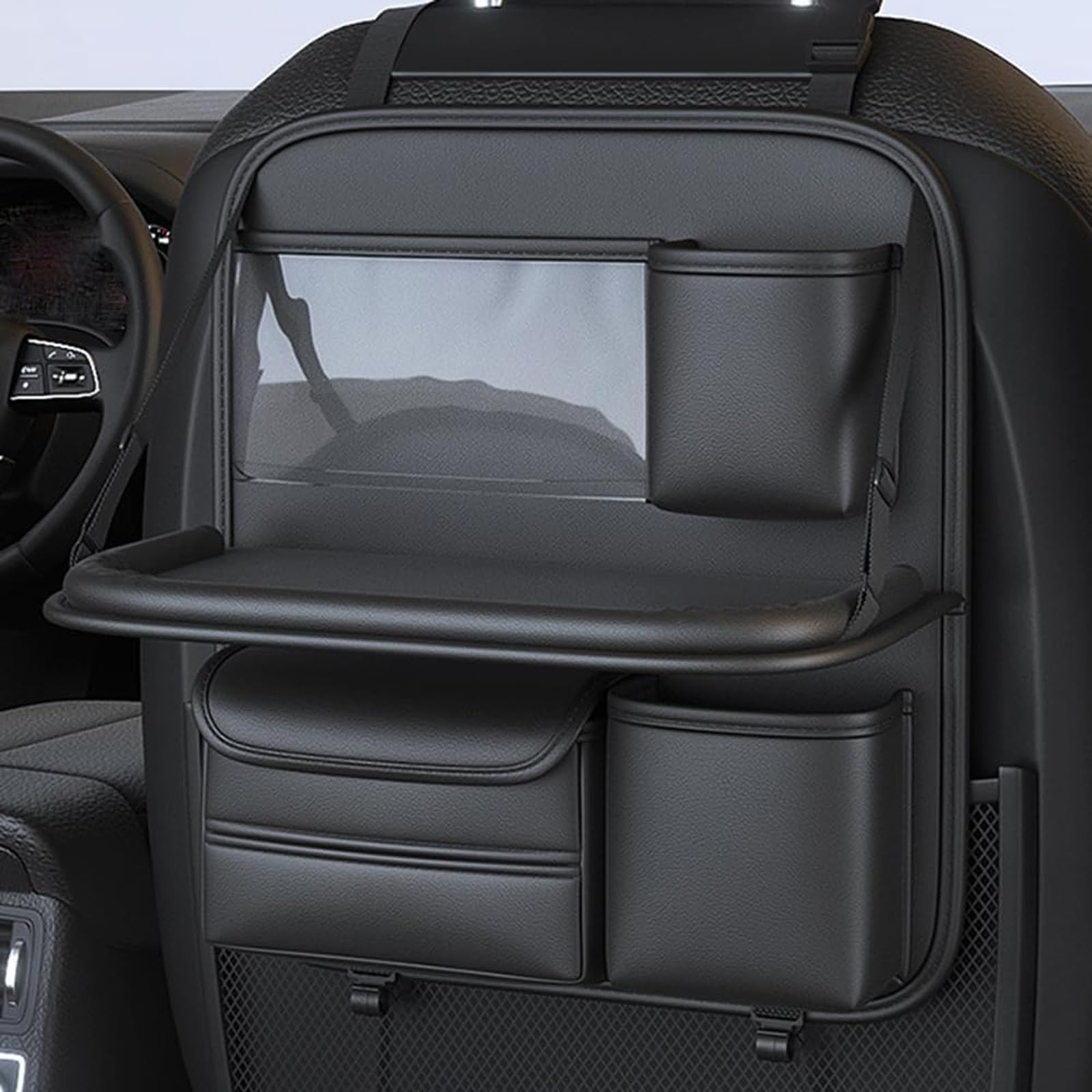 Generico Organizer Sedile Posteriore Auto per Forthing Yacht DFSK Forthing 4 U-Tour 2022-2025, Universale Pelle Organizzatore con Vassoio Pieghevole, Viaggio Essenziale per Bambini Adulti