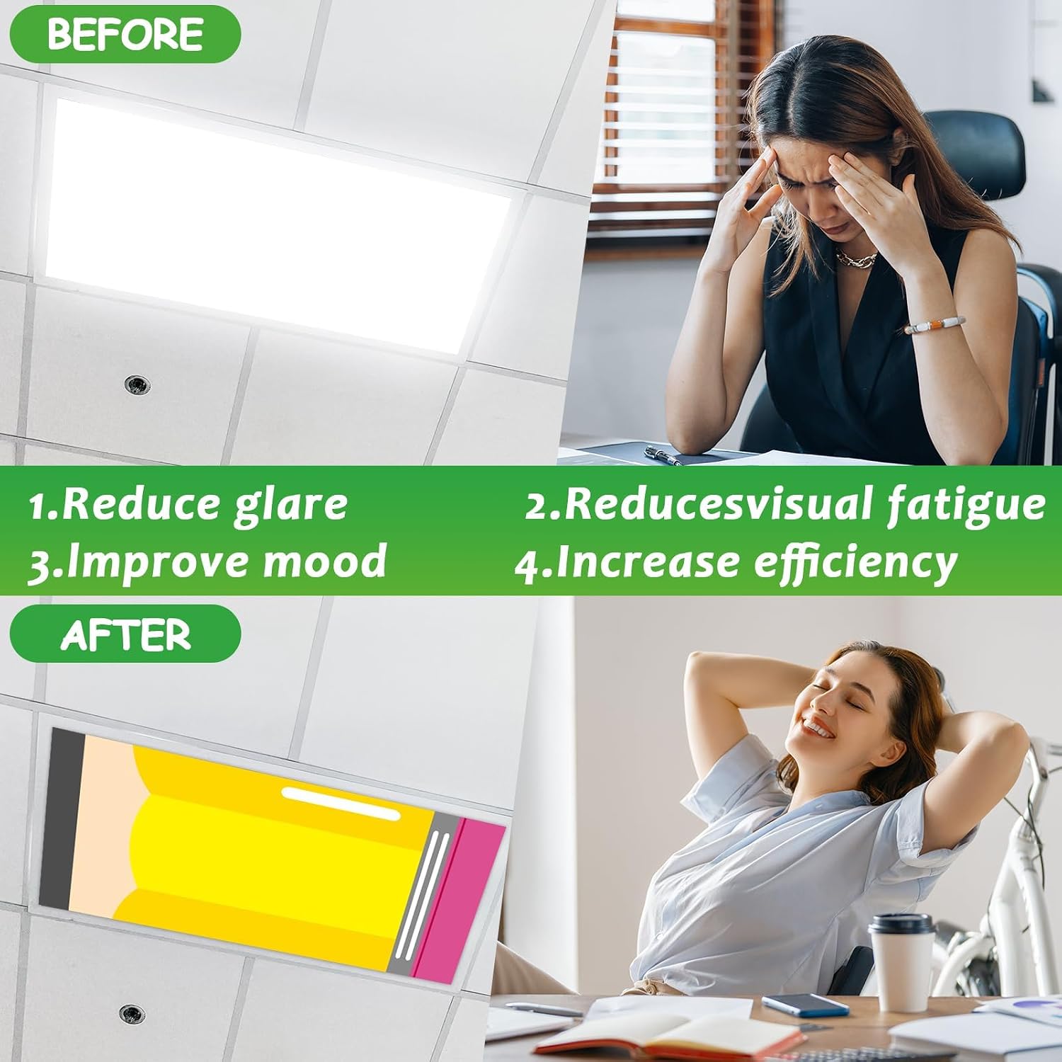 8Pcs First Day of School Fluorescent Light Covers for Classroom Study Topics Ceiling Light 4x2Ft Magnetic Lights Cover Filter Easy Install for Back to School Office Ceiling Supply (Composition)