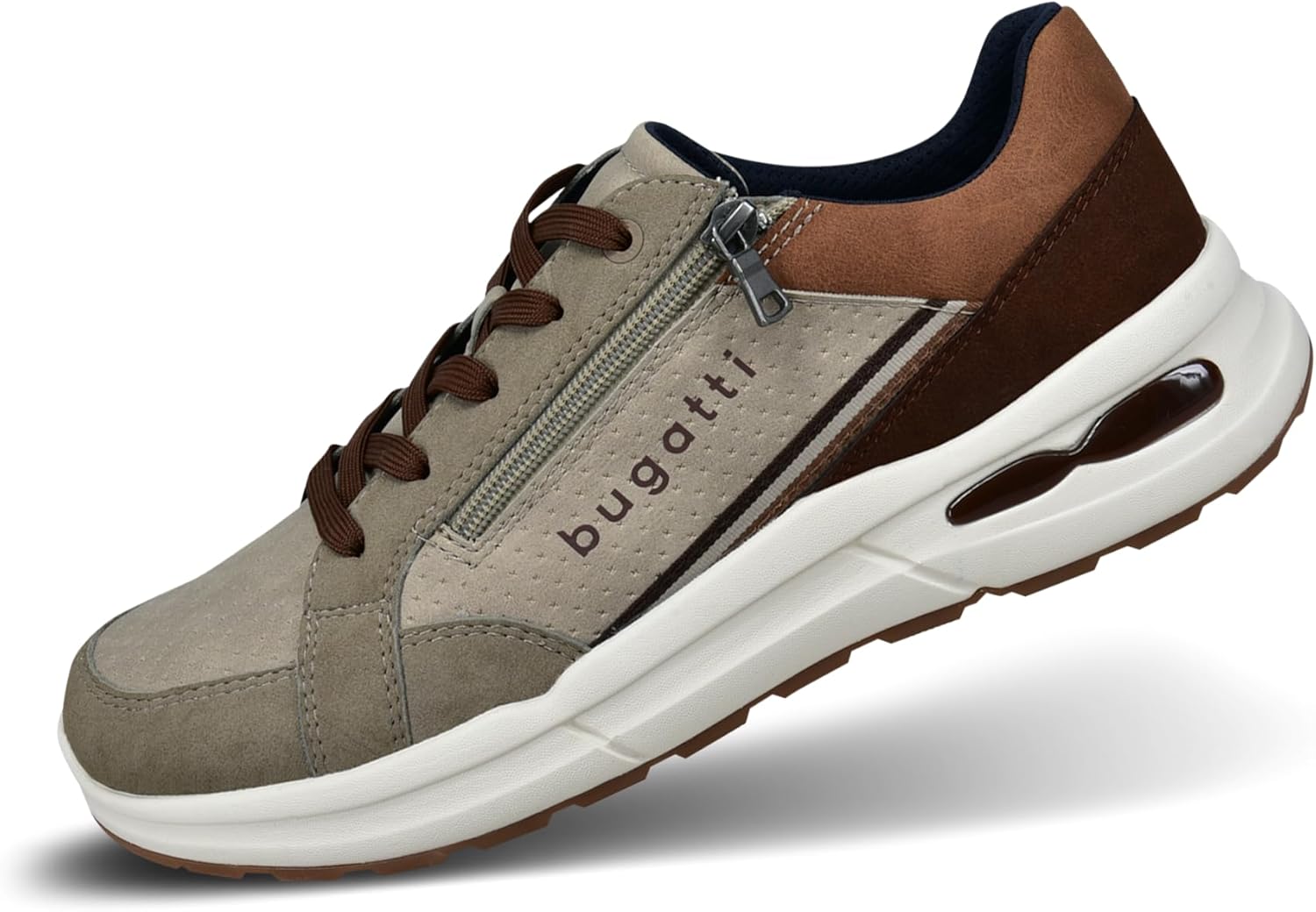 bugatti heren Sportieve sneakers met memory foam, elastische veters, Wit, 40 EU