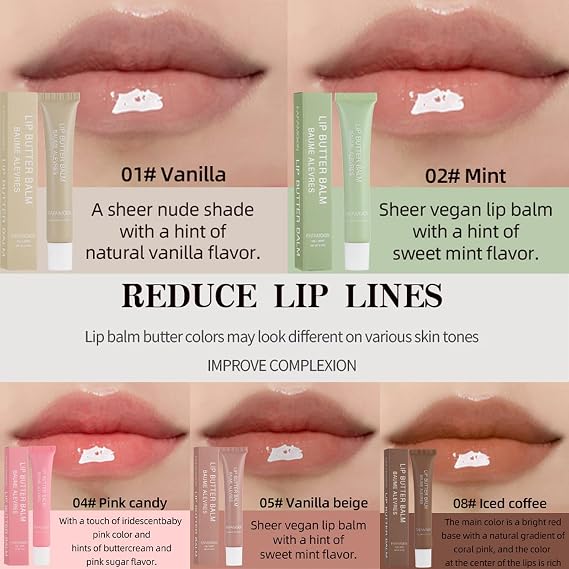 5PCS Lip Glossy Butter Balm Set, Instant Hydrating Nourishing Lip Mask