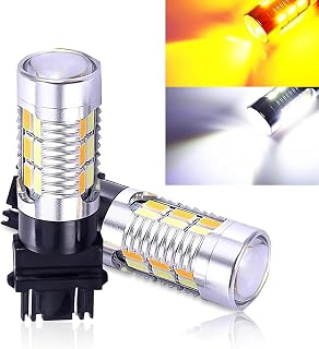 2 Pack 3157 Car LED Turn Signal Lights, Super Bright Vehicle Lighting Bulb Replacement, Two-color Design, Universal Waterproof Automotive Indicator Light for Truck SUV Car (White & Yellow)