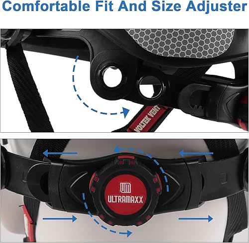 Miniatura 4 de UM ULTRAMAXX Casco de seguridad, aprobado por ANSI Z89.1, casco de trabajo ligero ventilado, con suspensión de trinquete ajustable de 6 puntos,