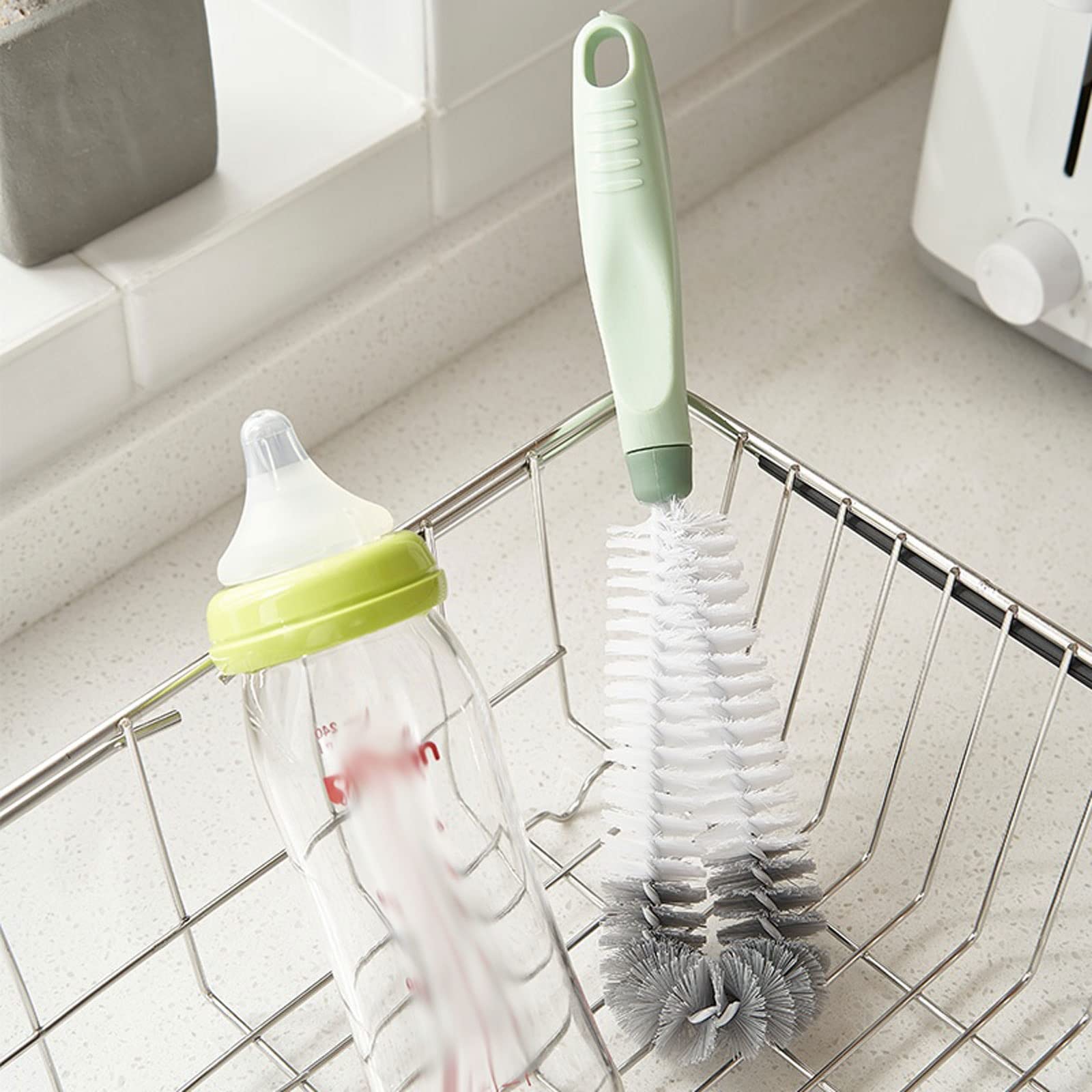 Spazzola per Il Lavaggio della Tazza a Manico Lungo, scovolino per Bottiglie, rompimuro della Cucina, Spazzola per la Pulizia della decontaminazione della Ventosa (Lunga)