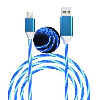 Light up USB C Charger Cable,Type-C Led Charging Cable,USB A to USB C Light Up Charger Cord with TPE Material,Compatible with Samsung Galaxy S21 S20 S10/S9/Note 20/10/9/8 3.3ft,Blue