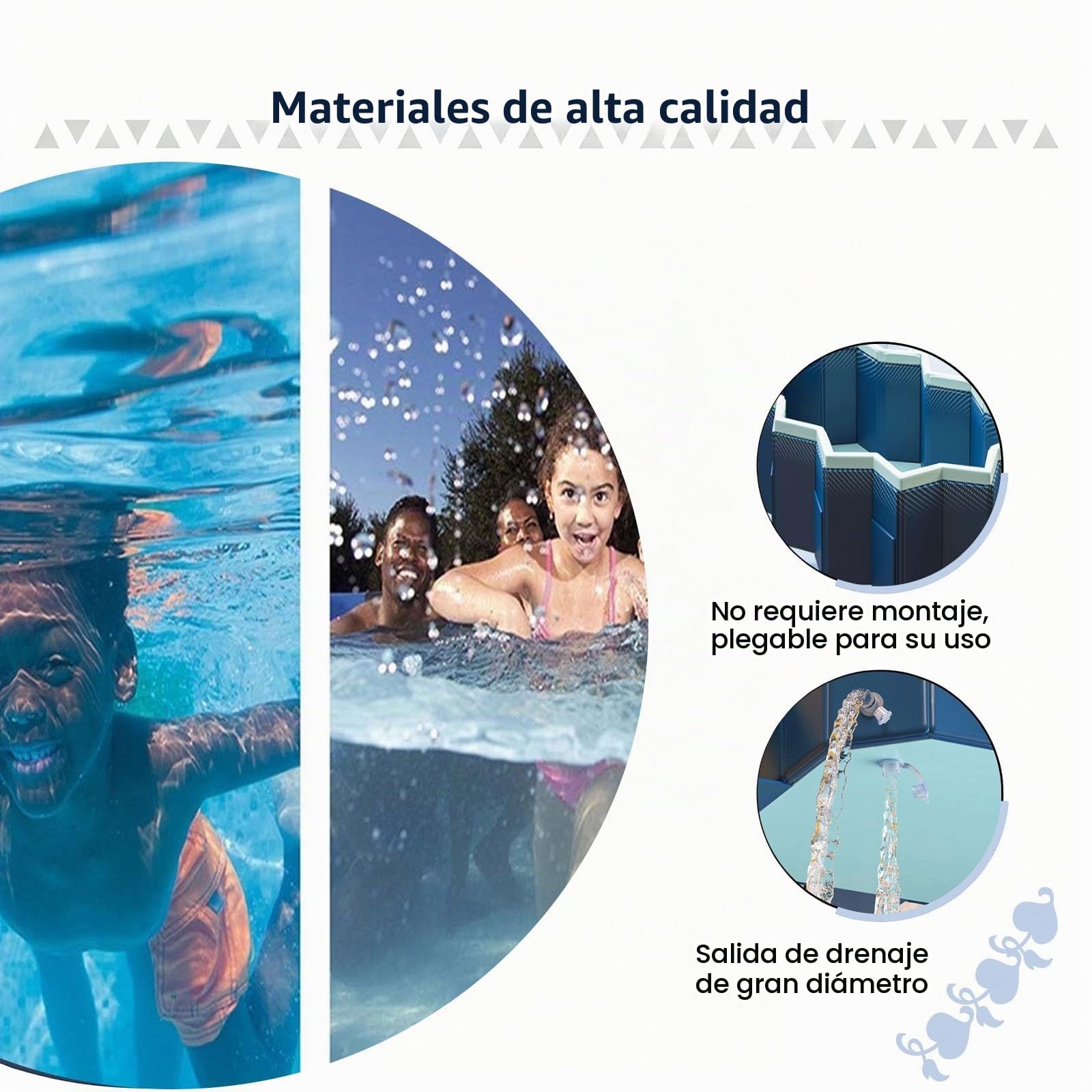 Piscina Plegable Piscina Rectangular Portátil para Jardín De 188-293 Cm Piscina Plegable para Perros Fácil De Guardar Válvula De Drenaje Rápido(210 * 123 * 55cm)