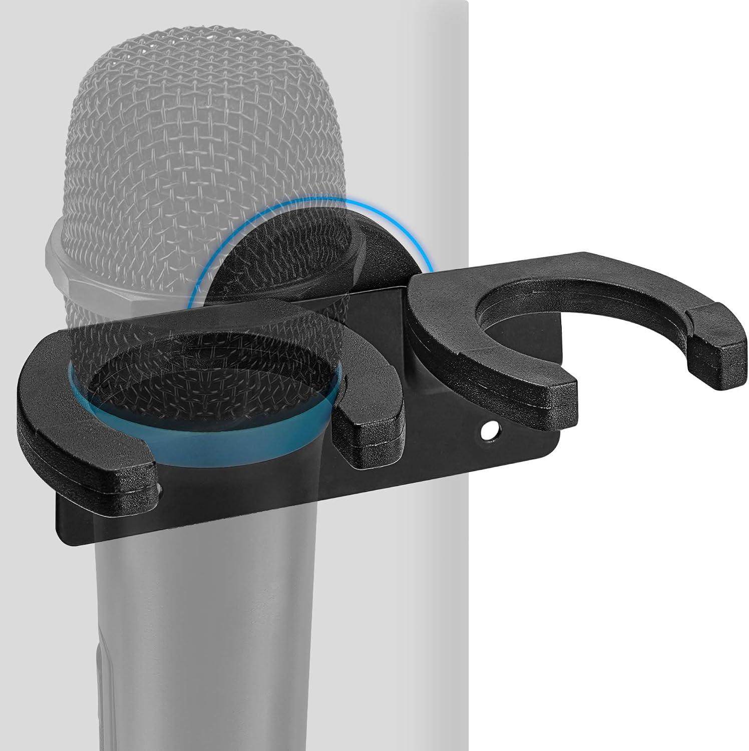 GEEKRIA for Creators Microphone Wall Mount Holder with Magnetic, Wired & Wireless Mics Storage Hanger, Space-Saving Design for Home, Office, Recording Studio, Easy Installation (Dual/Black)