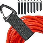 Organisateur de cordon d'extension(8 Pack), l'organisation et le rangement du garage, 16-Inch(Déplié) Bracelet de rangement lourd pour câbles, câbles, hoses et rotules, avec boucle Triangle pour accrochage - noir