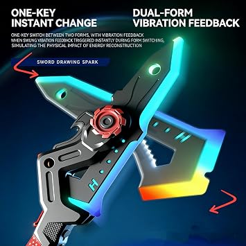 2026 New Dual Axe Blade Interstellar Spark Battle Blade, Dual Mode LED Light Blades 7 Color Change with Mist Spray, One Button Switch Combine Design USB Rechargeable Cosplay Toy (Blue*2)