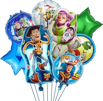 8-Piece Toy Story Aluminum Balloon Set - Classic & Cute Design, Vibrant 3D Cartoon Shape, Party Decoration Essential, Durable Foil Material