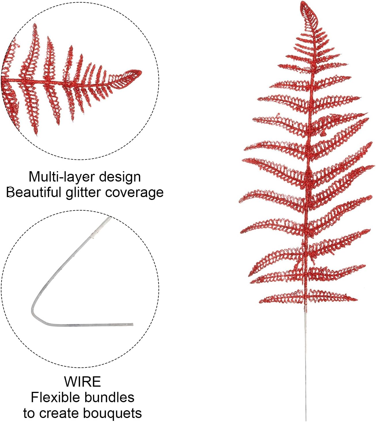 PATIKIL 16.5" Artificial Silk Leaf, 12 Pcs Artificial Leaves Stems Fake Leaves Fake Crafts Leaves for Christmas Decoration, Red