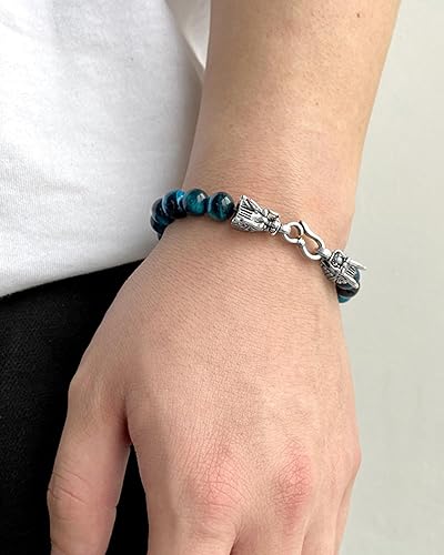 Miniatura 2 de Cool Dragon Bracelet for Men,Obsidian Protection Good Luck Mens BortherBofriendHusband Real Crystal Beads Gifts Jewelry