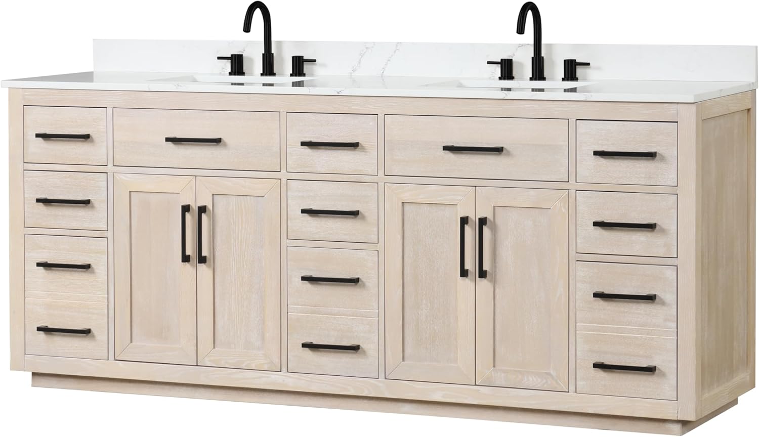 Amazon.com: 84" Bathroom Vanity w/Double Sink, Freestanding Vanity Bathroom with Soft-Close ...