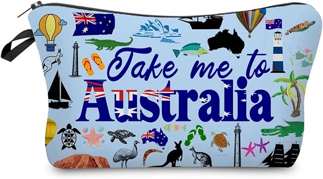 Livel lhood Take Me To Australia Makeup Bag Cute Small Organizer Zipper Pouch Take Me To Australia Cosmetic Bag Travel Present for Women Friends