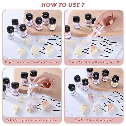 Miniatura 3 de Jelife Polvo de purpurina comestible rojo para bebidas, 0.18 oz de polvo de purpurina de grado alimenticio, espolvorea en polvo comestible para