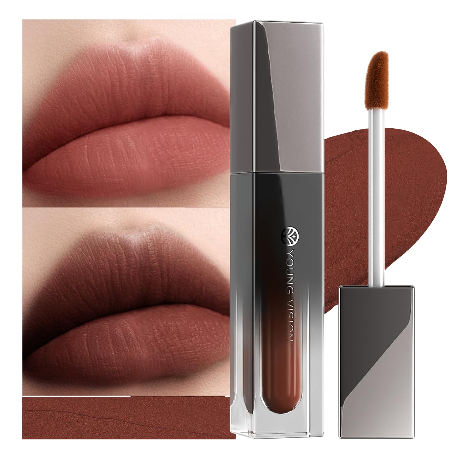 YOUNG VISION Matte Liquid Lipstick, Creamy Velvet Lip Color, Mocha Nude