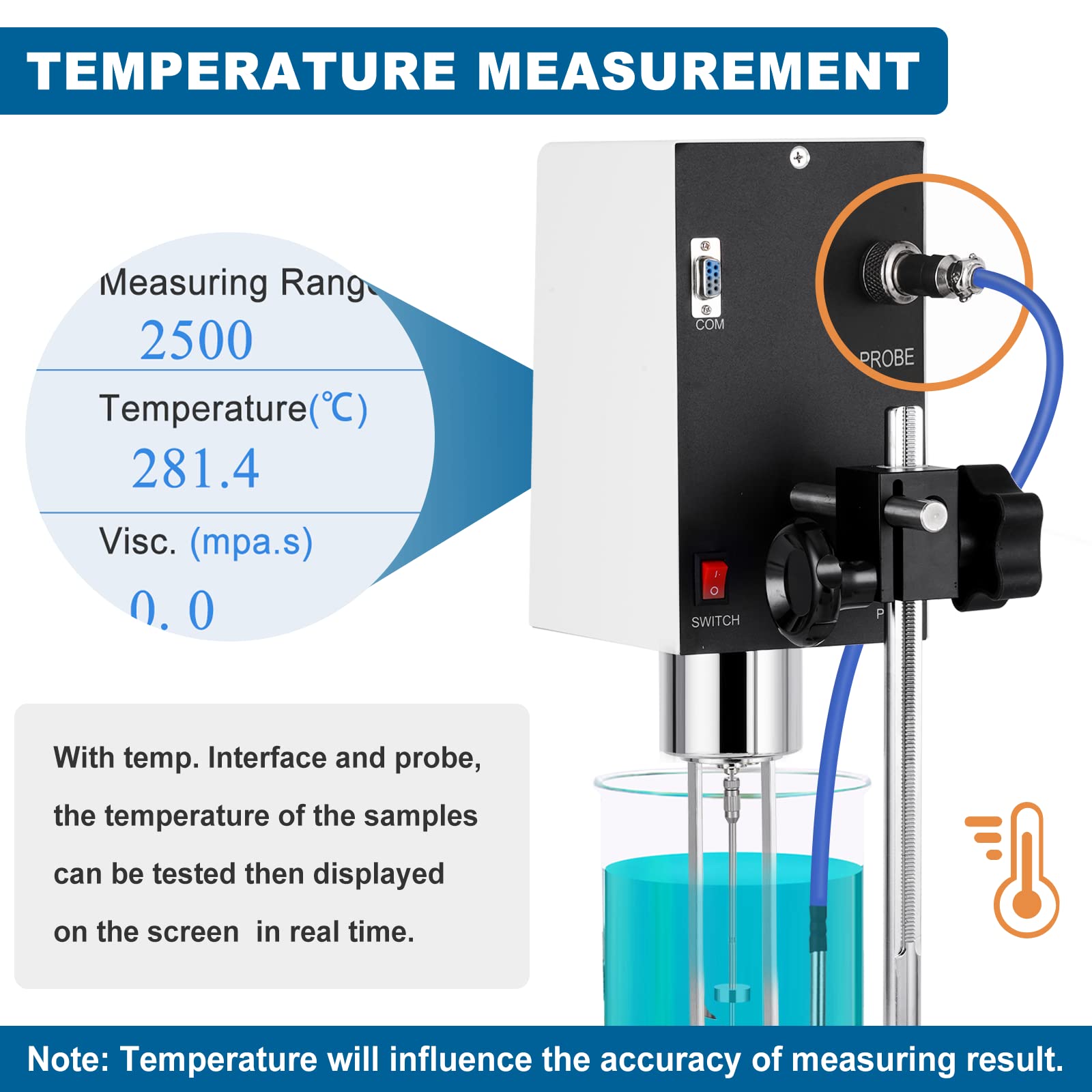 Viscosímetro giratorio digital de 10-2,000,000 mPa.S, medidor de viscosidad con salida de datos e impresión, viscosímetro de laboratorio para pintura y aceite, cosmético adhesivo ± 1% 100