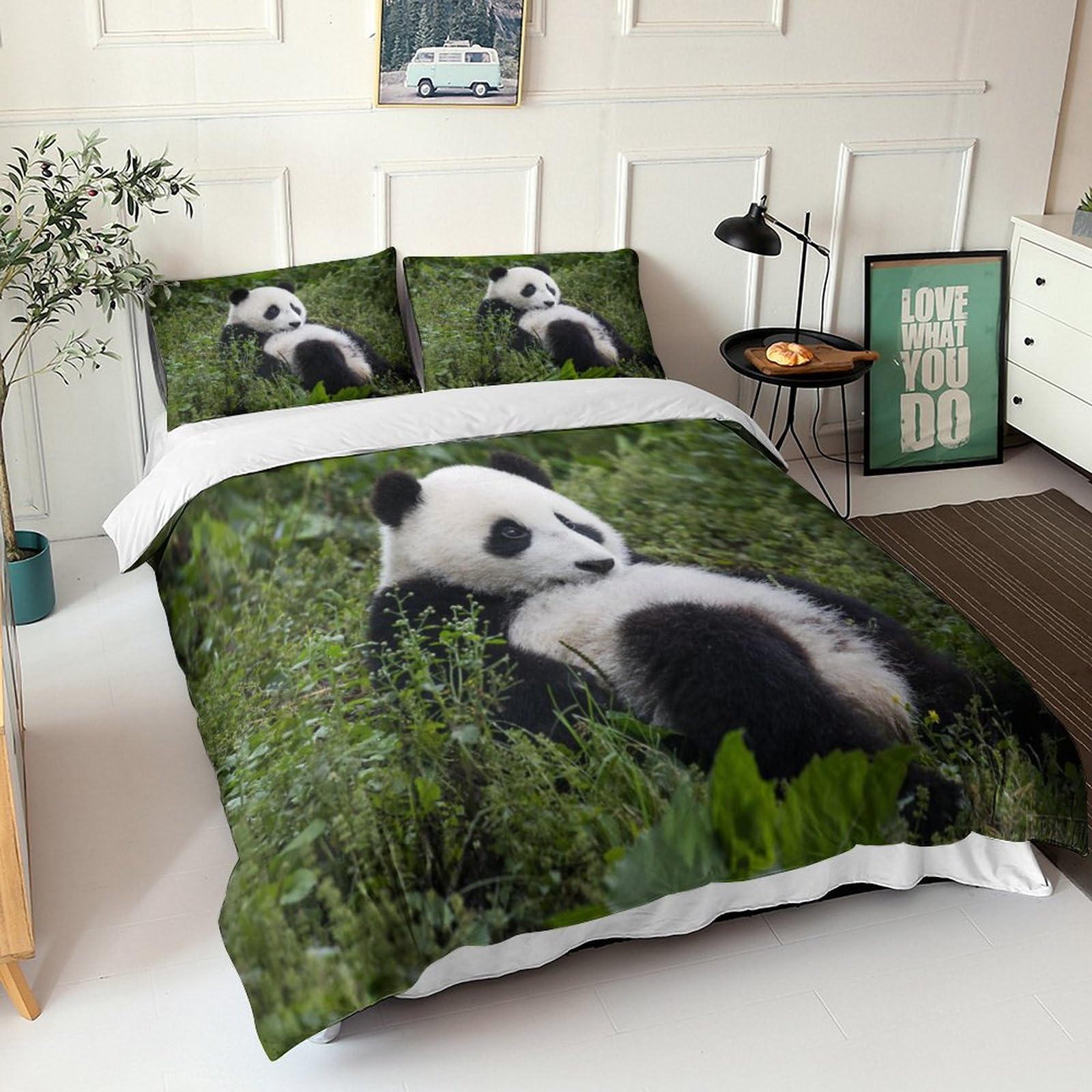 Couvre-lits 3D imprimé panda pour en finir avec le linge de lit terne et difficile à repasser