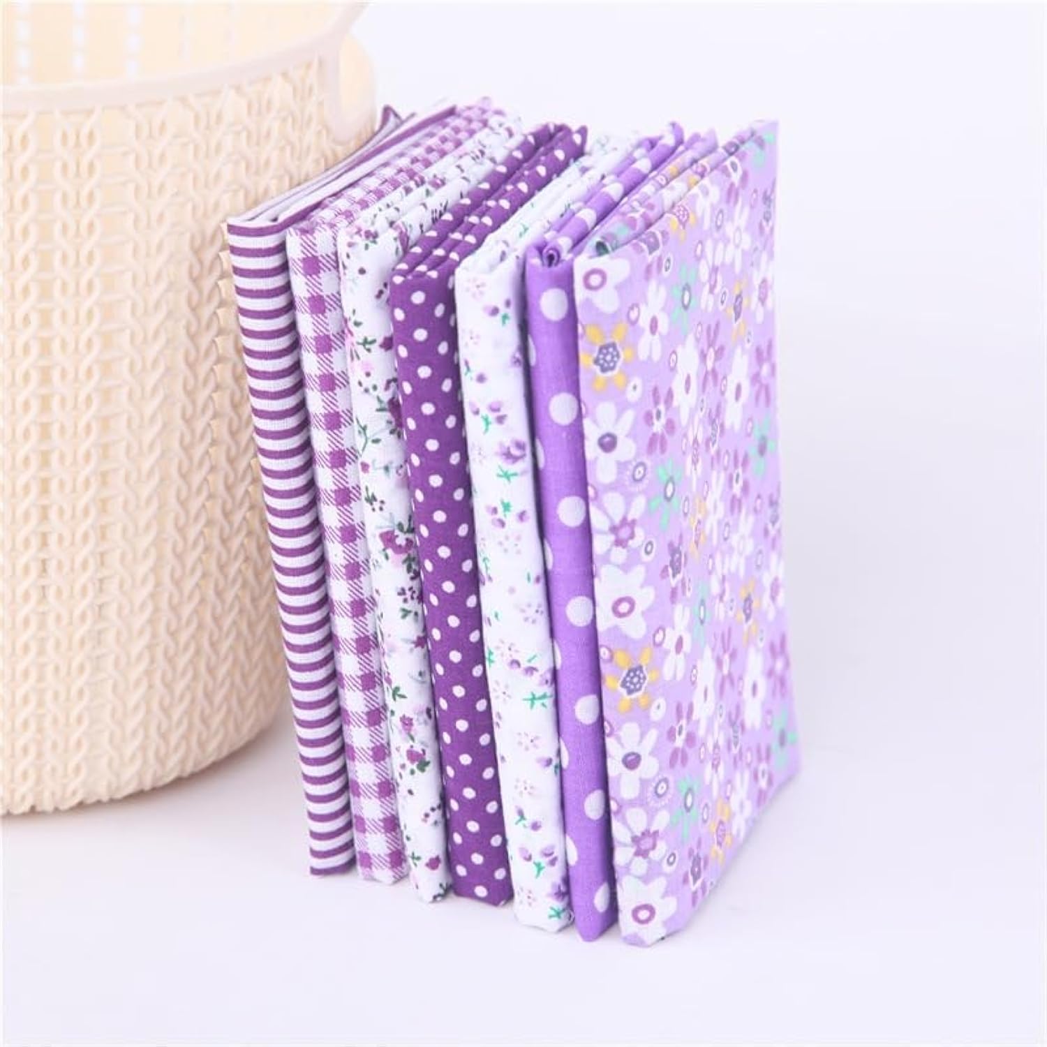 7Pcs Top Orange Cotton Craft Fabric Bundle Squares Patchwork DIY Sewing Scrapbooking Quilting Floral Dot Pattern Craft and Hobby Fabric 10" x 10" (25cm x 25cm)