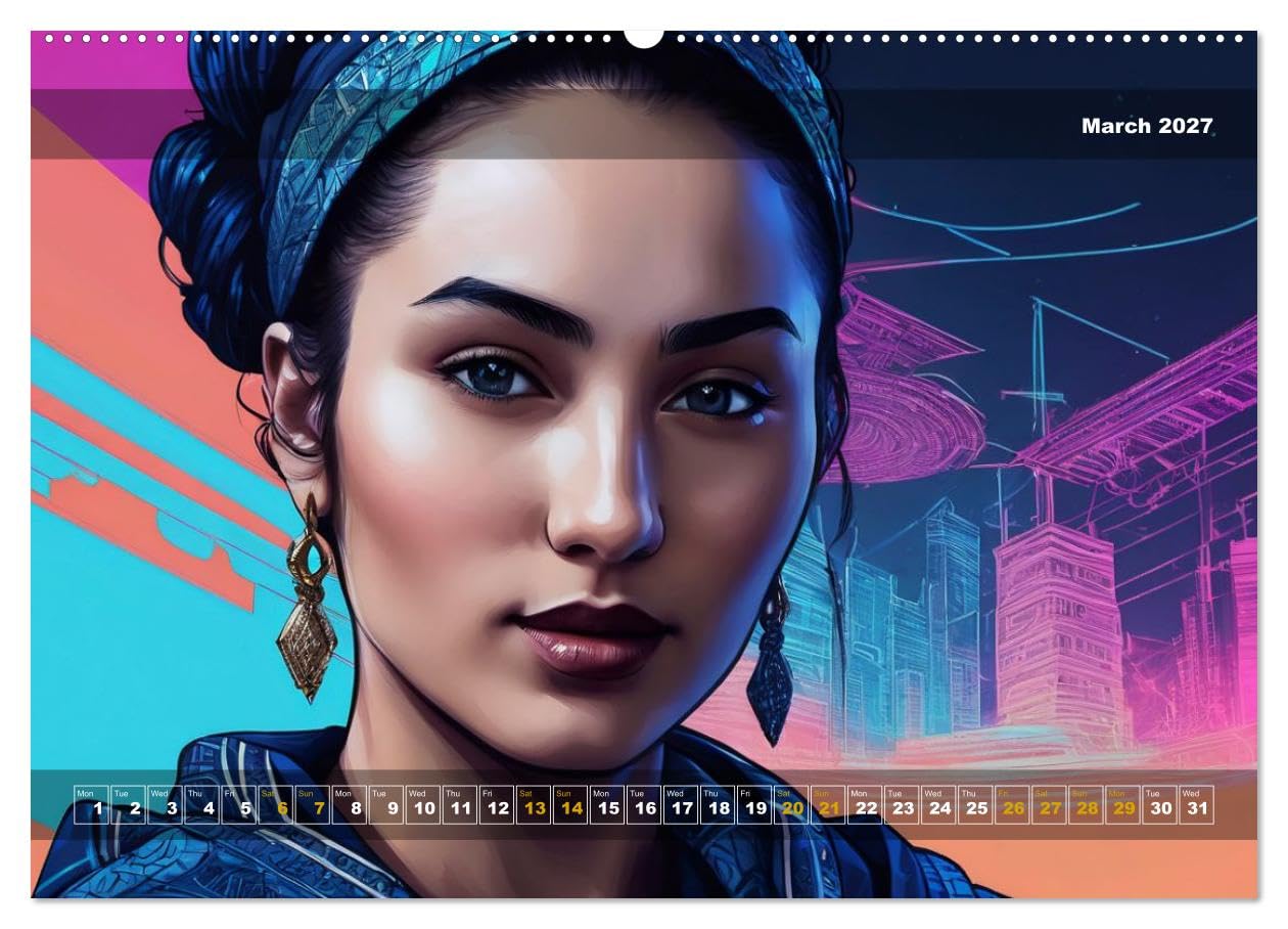 Yolanda's portraits, a graphic portfolio (High Quality Premium Wall Calendar 2027 DIN A2 landscape),CALVENDO 12 Month Wall Calendar: A face in twelve pictorial manifestations