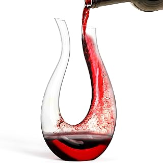 GemTour Hand-Blown Lead-Free Crystal Wine Decanter 750ml Swan-Neck Aerator - Drip-Free Pour, Stable Base, Luxury Gift Box for Parties