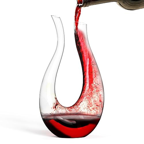 Hand-Blown Lead-Free Crystal Glass Wine Decanter – 750 ml Swan-Neck