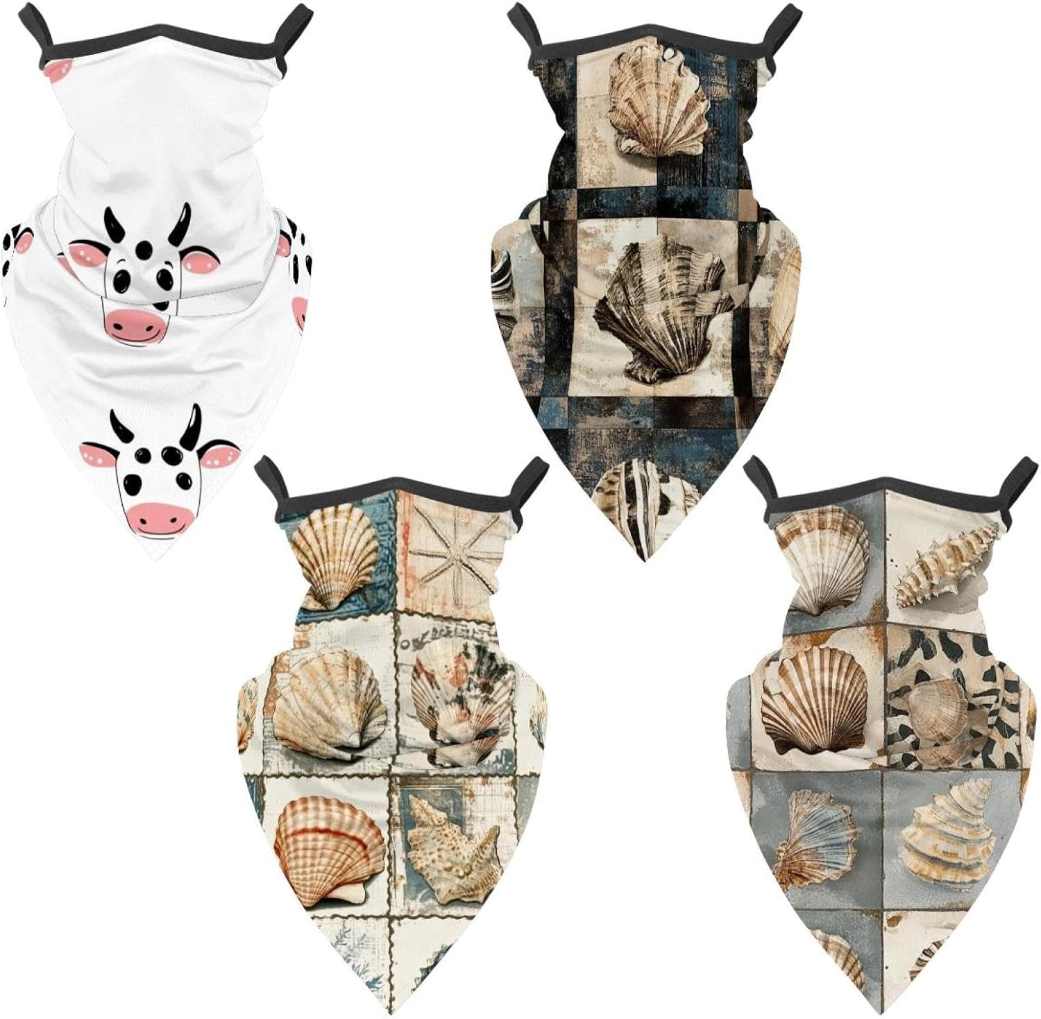 4 Pieces_Hand drawn pineapple (3) UV Protector Scarf, Summer Cooling Neck Gaiter for Men/Women