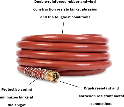 Gilmour Pro Commercial 3/4 x 50' Heavy Duty Water Hose, Durable and Kink Resistant 50 ft Garden Hose | 400 PSI burst strength, leak-proof brass O-ring fittings, abrasion-resistant cover for pro-grade use