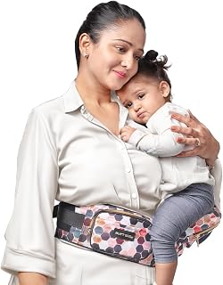 BuTT BaBy Carrier Honeycomb With Hip Seat, In-Built Mini Diaper Bag With 5 Storage Pockets, Waist Belt Carrier For Toddler 3 To 36 Months Or Upto 18 Kgs Weight, Baby Side Hip Carrier