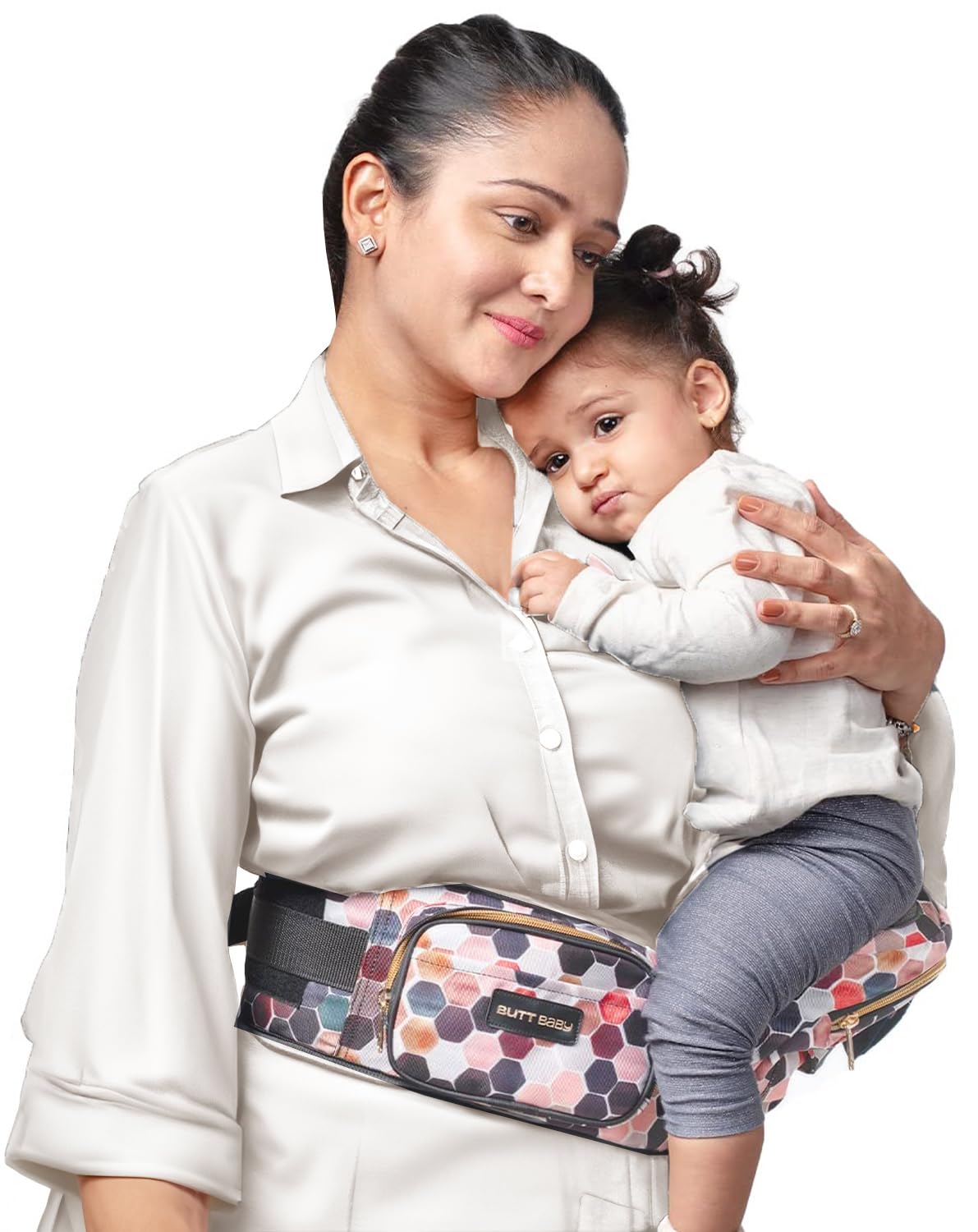 BuTT BaBy Carrier Honeycomb With Hip Seat, In-Built Mini Diaper Bag With 5 Storage Pockets, Waist Belt Carrier For Toddler 3 To 36 Months Or Upto 18 Kgs Weight, Baby Side Hip Carrier