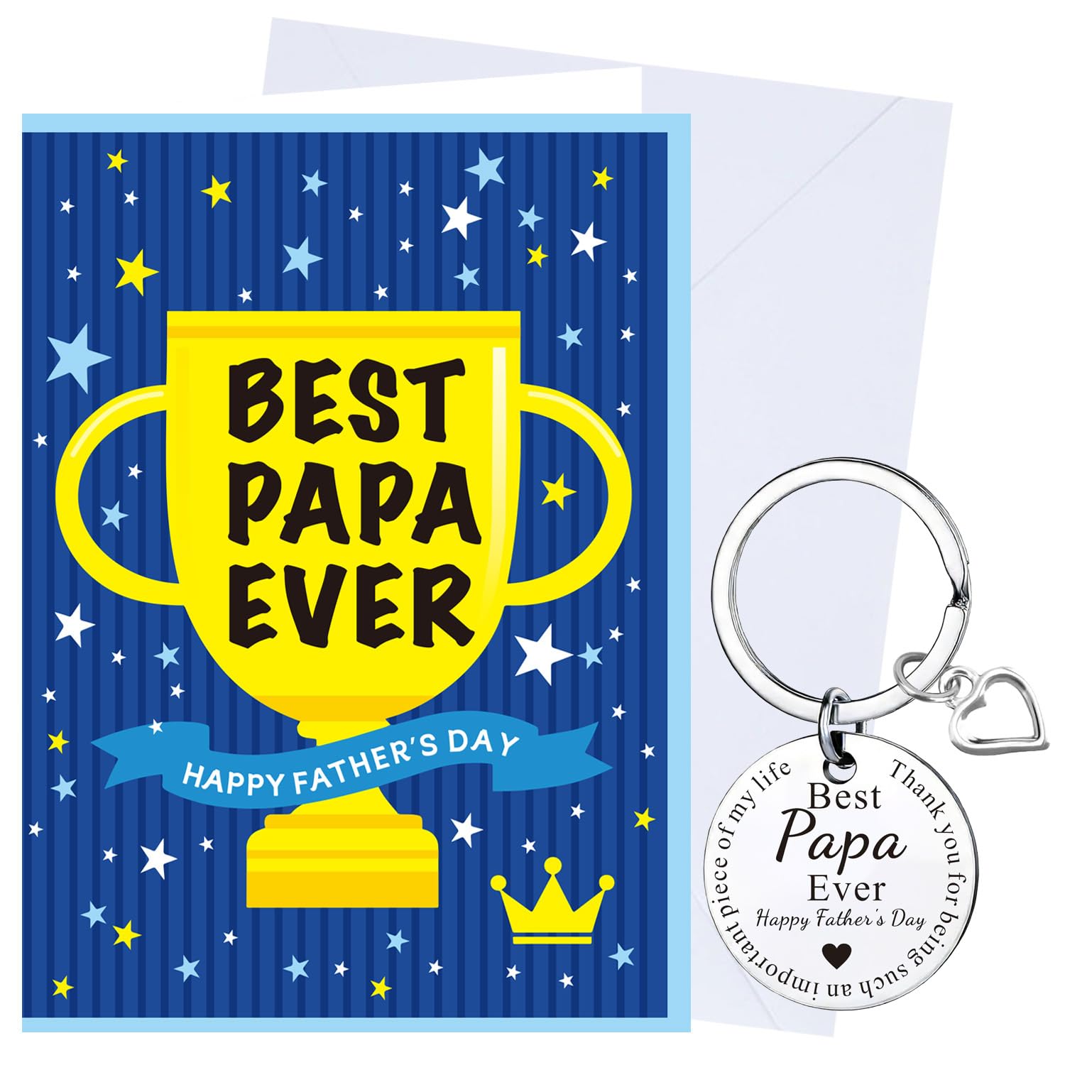 XINDY Papa Fathers Day Card for Dad or Grandpa, Happy Father's Day Card Keyring Father's Day Papa Gifts from Daughter, Son or Grandchild โ image 1