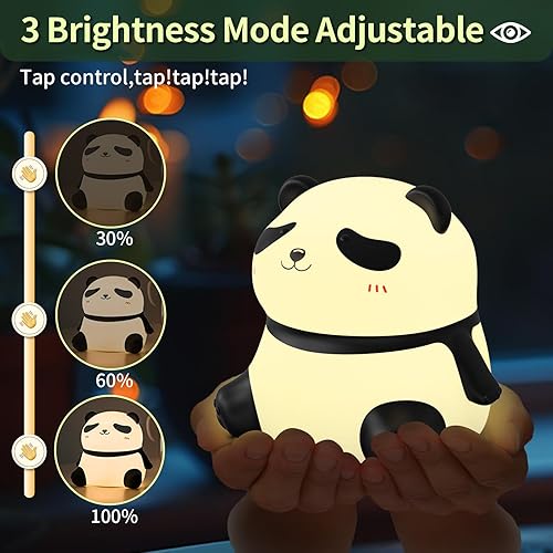 Miniatura 2 de Luz nocturna de panda, luz blanda para niños, luz LED de noche para habitación de niños, 3 niveles regulables, luces nocturnas para lactancia
