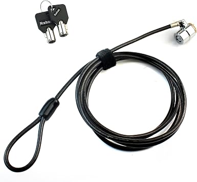 RUBAN Notebook Lock and Security Cable (PC/Laptop) Two Keys 6.2 Foot (Black) only fit Security Slot 1/4 * 1/8 in (7x3mm)