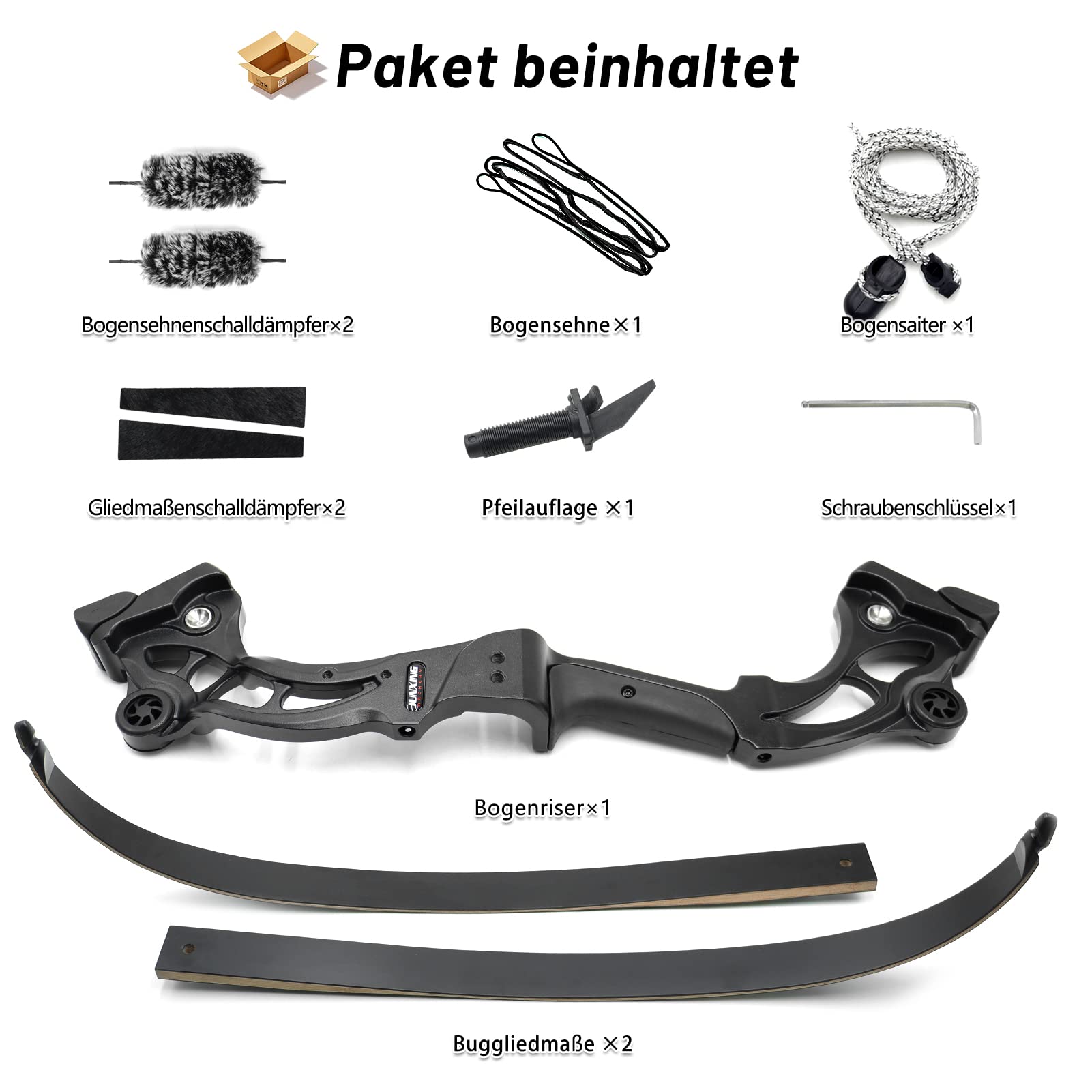 62 Zoll Profi Bogenschießen Recurvebogen 30-50lbs Takedown Recurvebogen Set Rechtshand Sportbogen Für Erwachsene Jugendliche Jagd (45LBS)