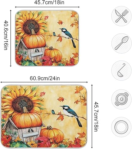 Miniatura 10 de Tapete de secado de platos de gnomos del día de San Patricio para encimera de cocina, tréboles, tapete de secado de microfibra, absorbente y